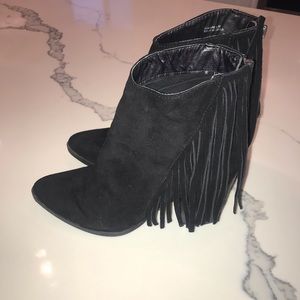 Madden Girl Black Fringe Bootie